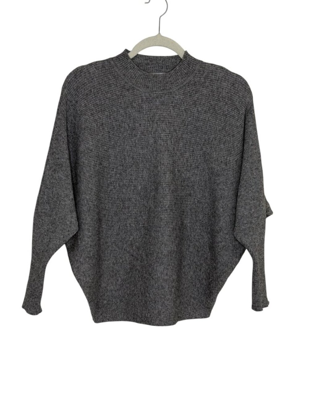 Nyland Crewneck Sweater Dolman Sleeve Rib Knit Top Gray S